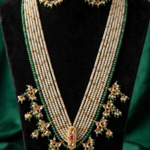 Multi-Strand Pearl & Green Kundan Bridal Set — image 1
