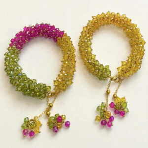 Crystal kara bangle pair on white background