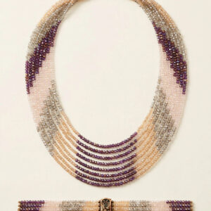Multi-strand crystal mala set on white background