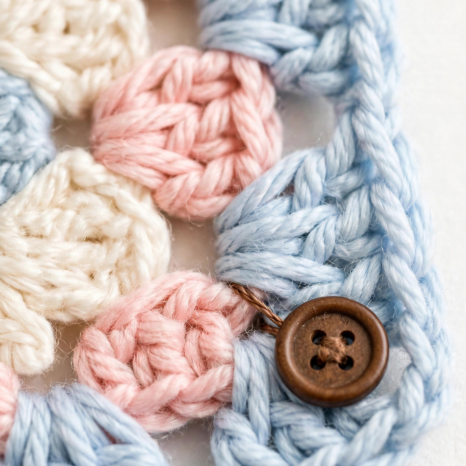 Pastel Blue & Pink Granny Square Cardigan — image 3
