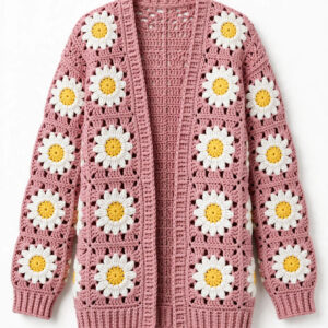 Pink Daisy Granny Square Cardigan — image 1