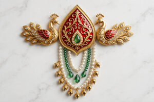 Red & Gold Bridal Hair Accessory