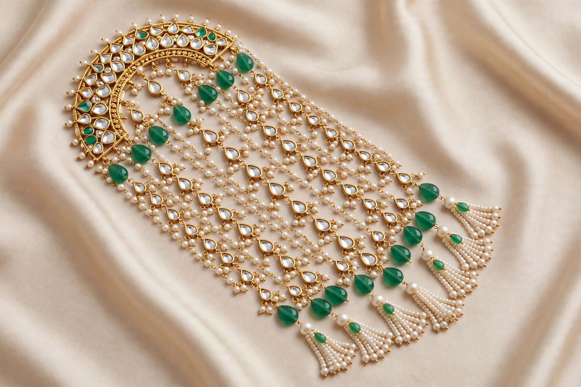 Gold Green Bridal Hair Accessory — image 1