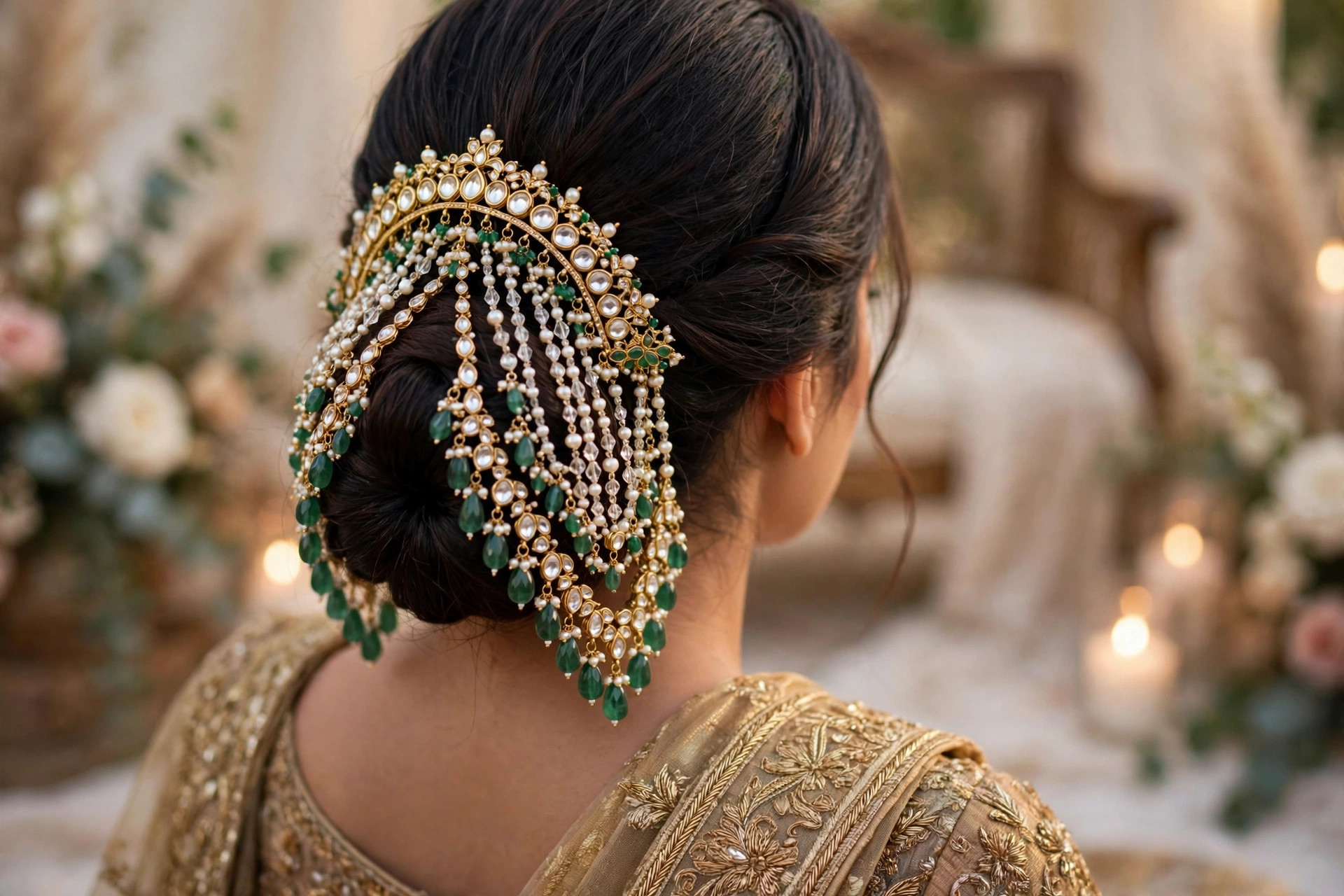 Gold Green Bridal Hair Accessory — image 2