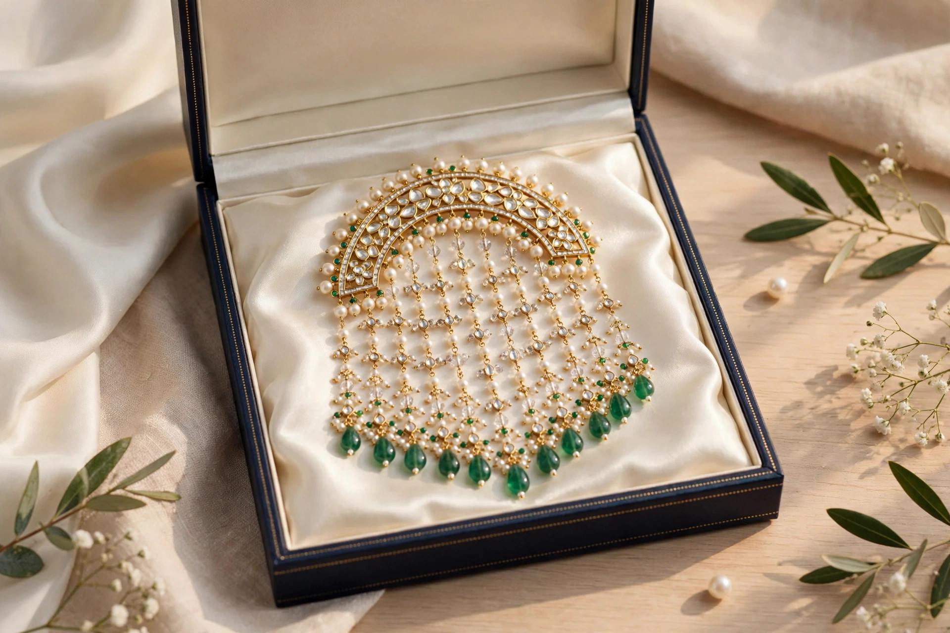 Gold Green Bridal Hair Accessory — image 4