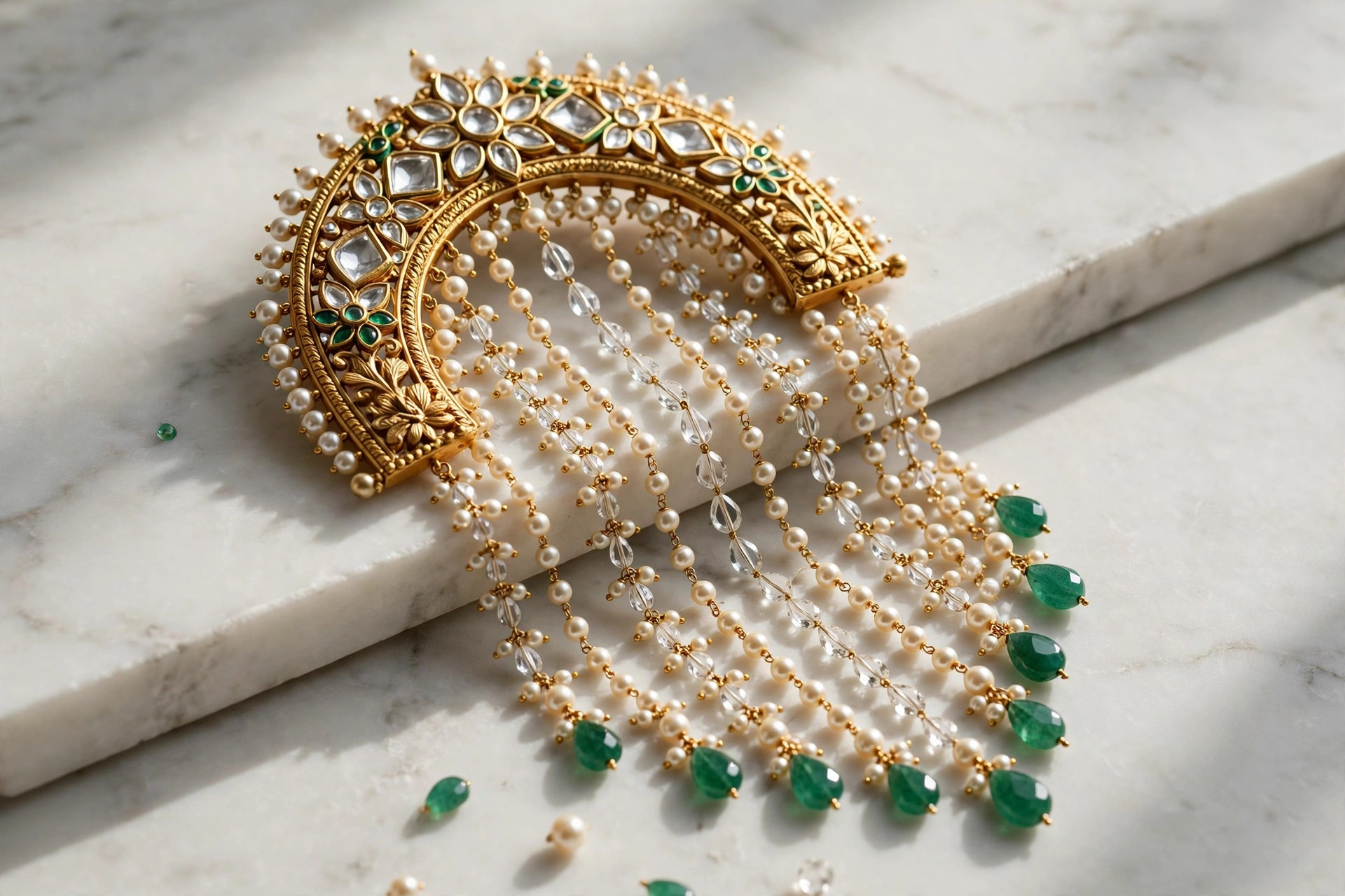 Gold Green Bridal Hair Accessory — image 6