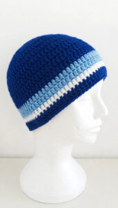 Royal Blue Striped Crochet Beanie