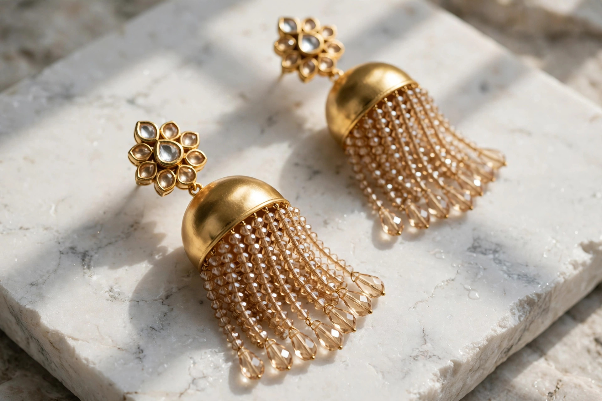 Gold Kundan Choker Set with Jhumka Earrings & Tikka — image 6