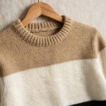 Men's Color-Block Knit Sweater – Camel, Cream & Black Stripes