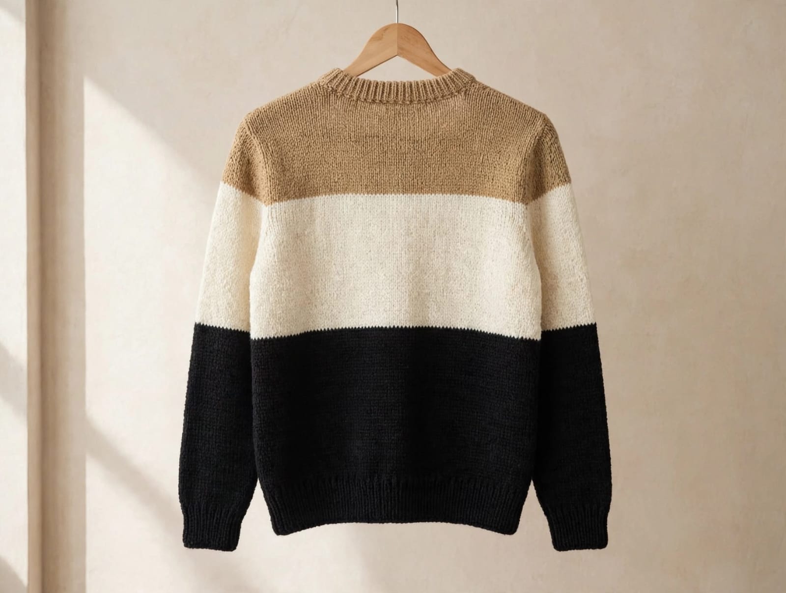 Men's color-block sweater front detail