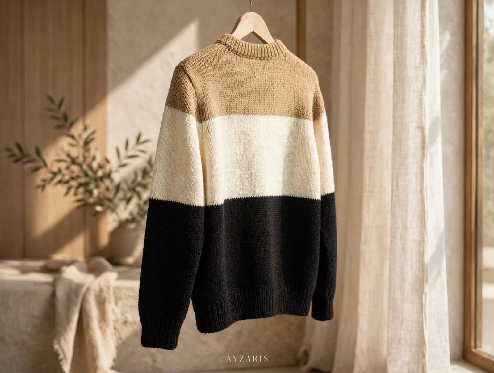 Men's knit sweater sleeve and cuff detail