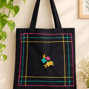 Neon frame embroidered tote — main product image