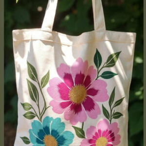 Cream floral print tote — main product image