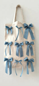 Cream Canvas Tote Bag with Satin Ribbon Bows – Coquette Style