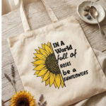 'In a World Full of Roses Be a Sunflower' Canvas Tote Bag