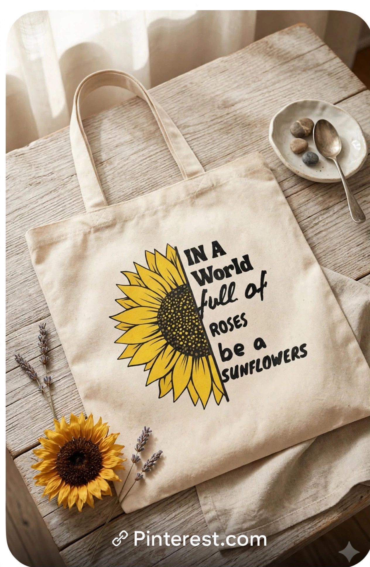 Be a Sunflower quote tote — main product image