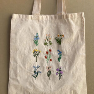 Wildflower botanical embroidered tote — main product image