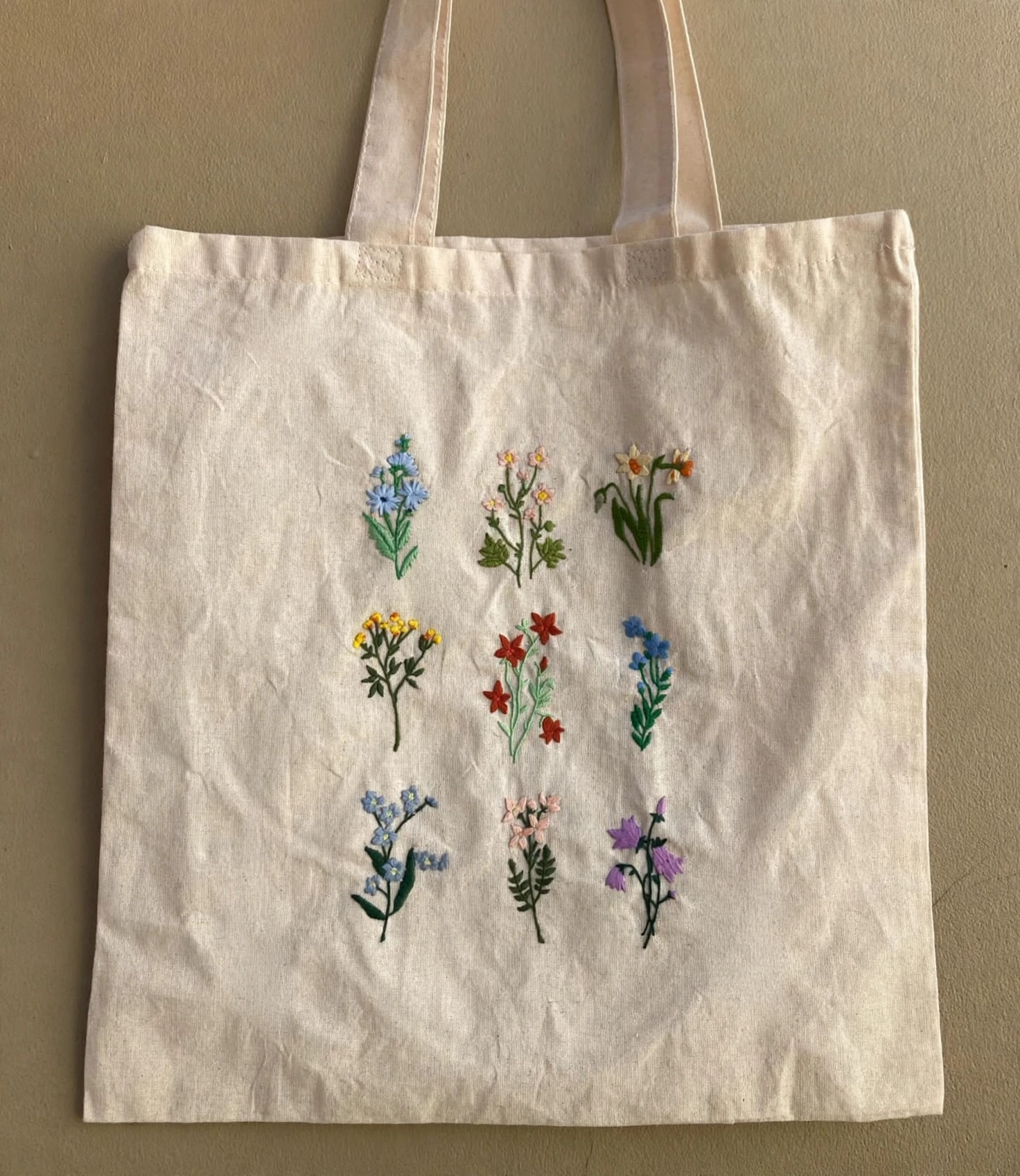 Wildflower botanical embroidered tote — main product image