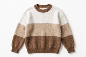 White Beige & Brown Color-Block Sweater
