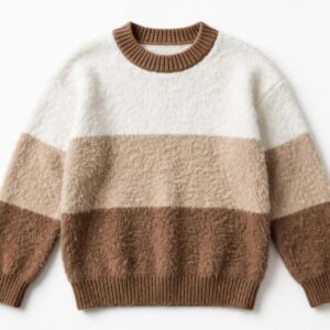 White Beige & Brown Color-Block Sweater — image 1