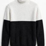 White & Black Two-Tone Waffle Sweater