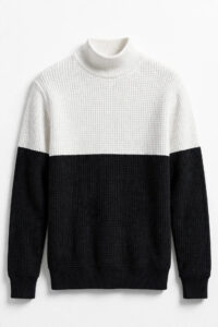 White & Black Two-Tone Waffle Sweater