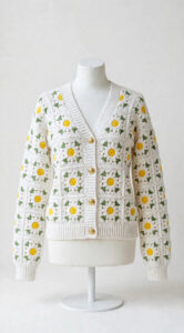 White Daisy Granny Square Cardigan