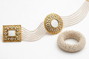 Pearl Kundan Choker & Bracelet Set