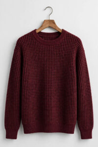 Maroon Waffle-Knit Sweater